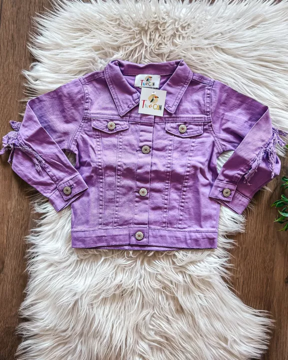Purple Fringe Denim Jacket by TwoCan