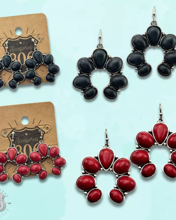 Western stone squash blossom earring, last call