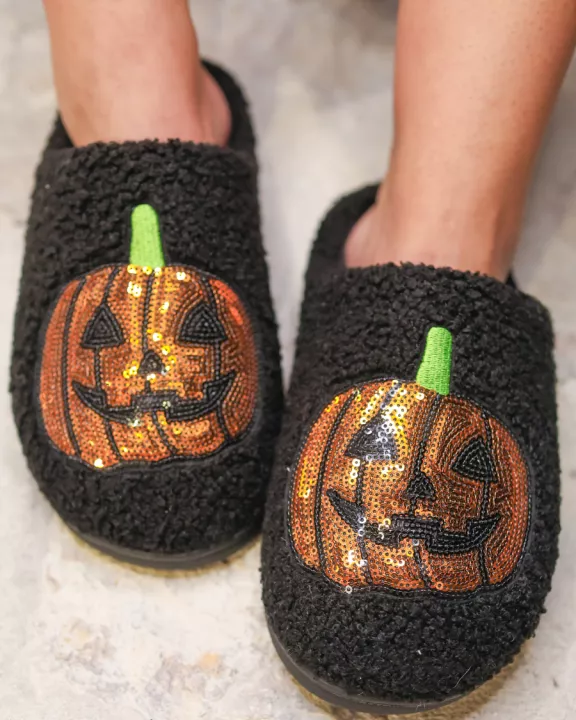 Sequin Pumpkin Slippers