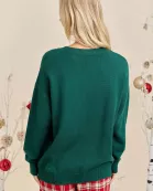 Candy Cane Happy Holidays Patchwork Knit Sweater