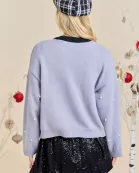 Neck Tie Cardigan With All Over Pearl Studs