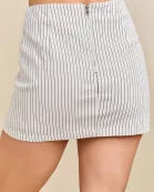 Stripe Print Denim Mini Skort With Front Pocket