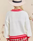 Festive Holiday Sweater With Christmas Tree Patchwork