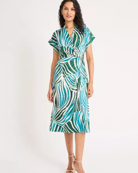 CAP SLEEVE MIDI WITH GOLD DETAIL