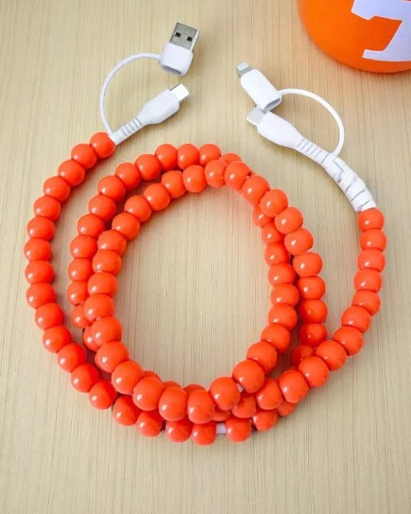 ETA 8/22 - Updated Orange Beaded Cord Phone Charger