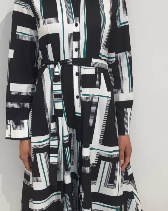 SHIRT DRESS WITH SELF BELT