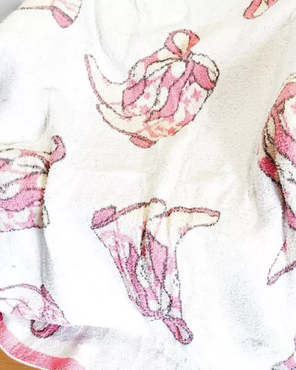 ETA 10/1 - Pink Cowgirl Boot Luxury Blanket