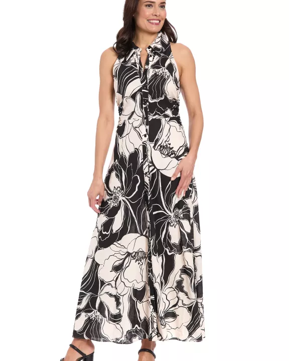 CUT-IN SLVLS TEA LENGTH SHIRTDRESS