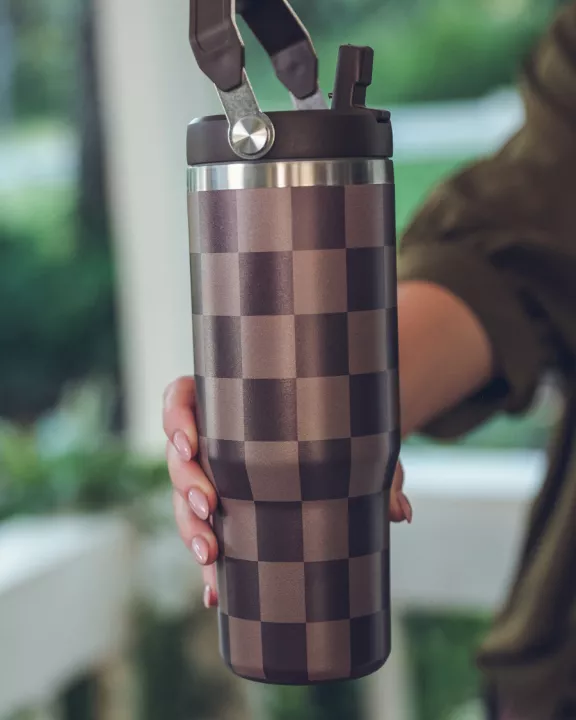 Chocolate Check Travel Tumbler