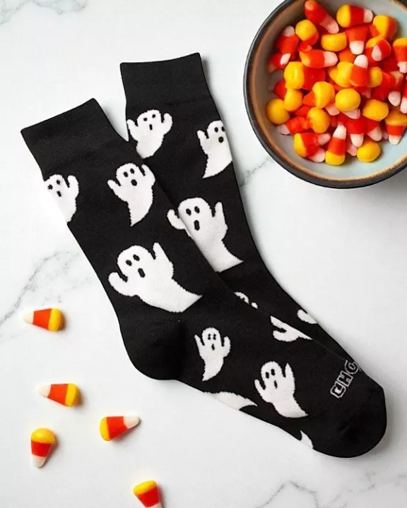 ETA 8/29 - Black Halloween Ghost Socks