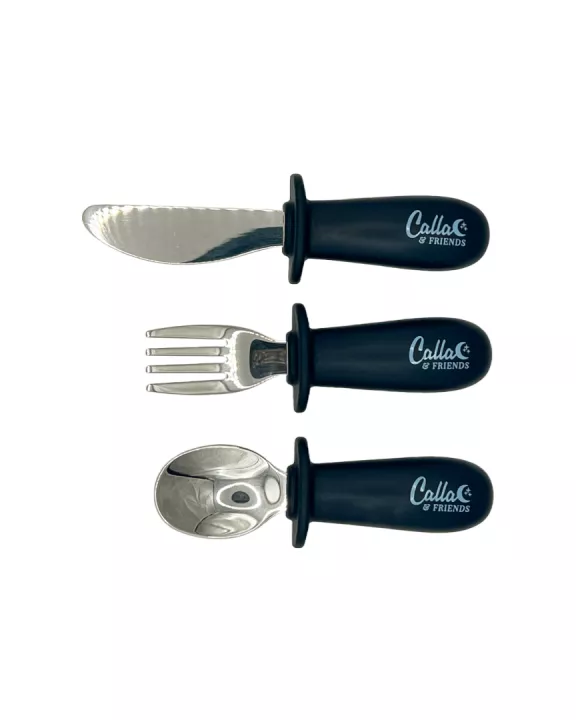 BLACKOUT Collection Silicone & Stainless Steel Toddler Utensil Set