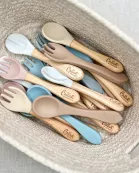 Silicone & Beechwood Toddler Spoons Set