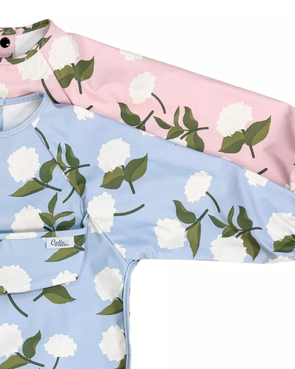 The Grayson Long Sleeve Bib - Hydrangeas
