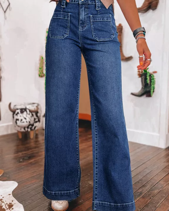Victoria Wide Leg Pocketed High Waist Jeans