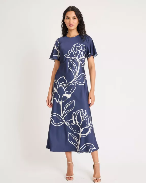 SHORT SLEEVE PRINTED MIDI