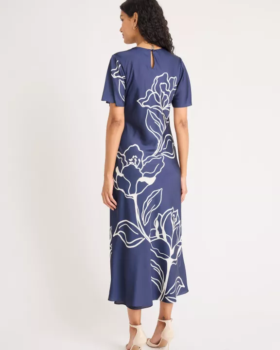 SHORT SLEEVE PRINTED MIDI