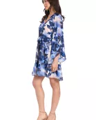 FLARE RUFFLE SLEEVE A-LINE RUFFLE DRESS