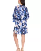 FLARE RUFFLE SLEEVE A-LINE RUFFLE DRESS
