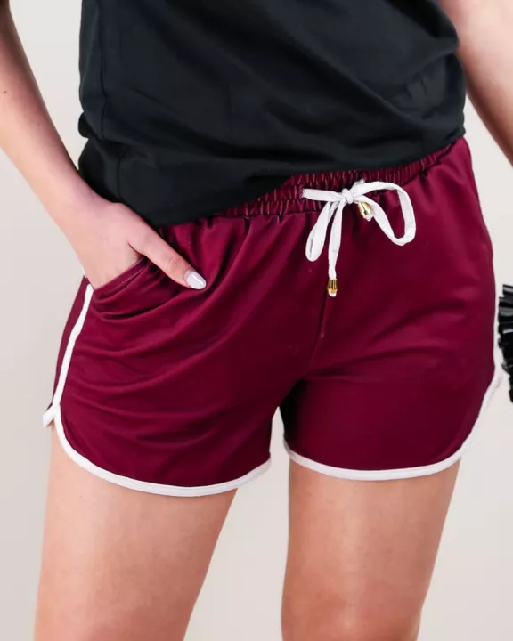 True Maroon Drawstring Everyday Shorts