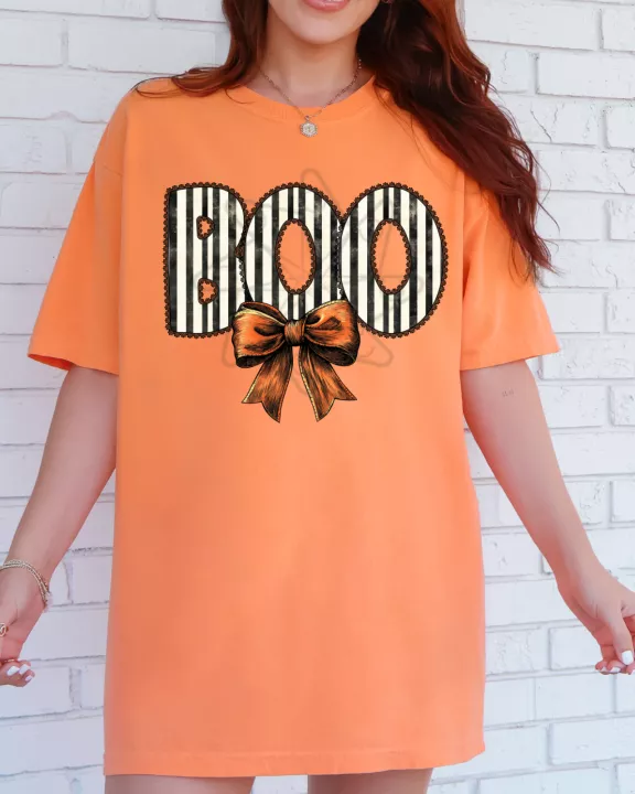 Boo Striped Bow Tee