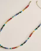 Colorful Beaded Necklace with Gold Letter Charm - 16 Assorted Pack