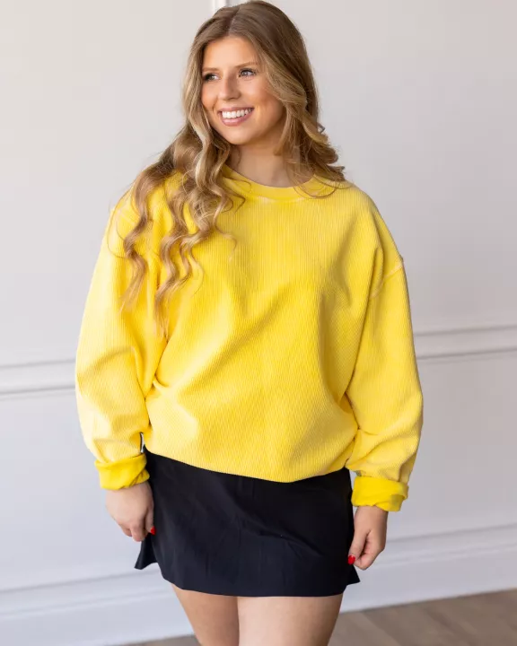 GOLD - Essential Luxe Corded Crew Sweatshirt