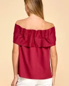 CT9079-Bow Accented Off The Shoulder Top