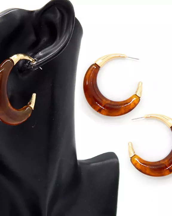 E1132 LE3262 Acrylic Open Circle Drop Post Hoop Earrings