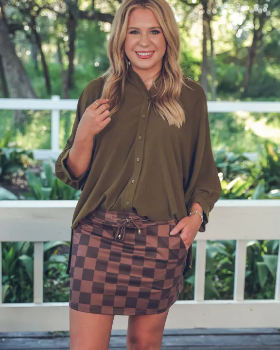 Chocolate Checkered Skort
