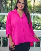 Sloane Button Up Top- Pink