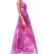 One 33 Social Perry Pleated Plunge V-Neckline Sleeveless Chiffon Maxi A-Line Gown Dress