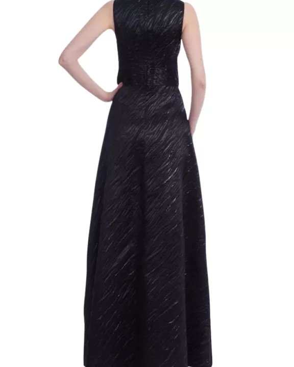 One 33 Social Deep Plunge V-Neckline A-Line Metallic Gown Dress