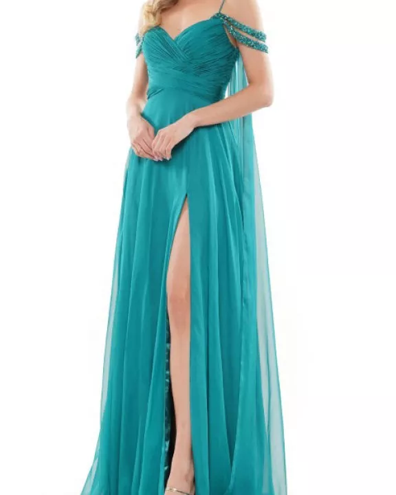 Colors Dress Side-Drapes Long Chiffon A-Line Gown