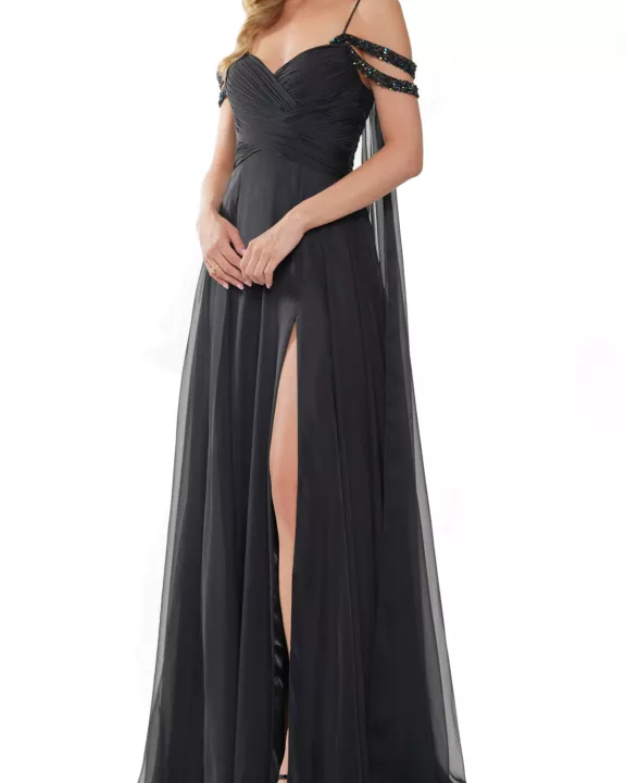 Colors Dress Side-Drapes Long Chiffon A-Line Gown
