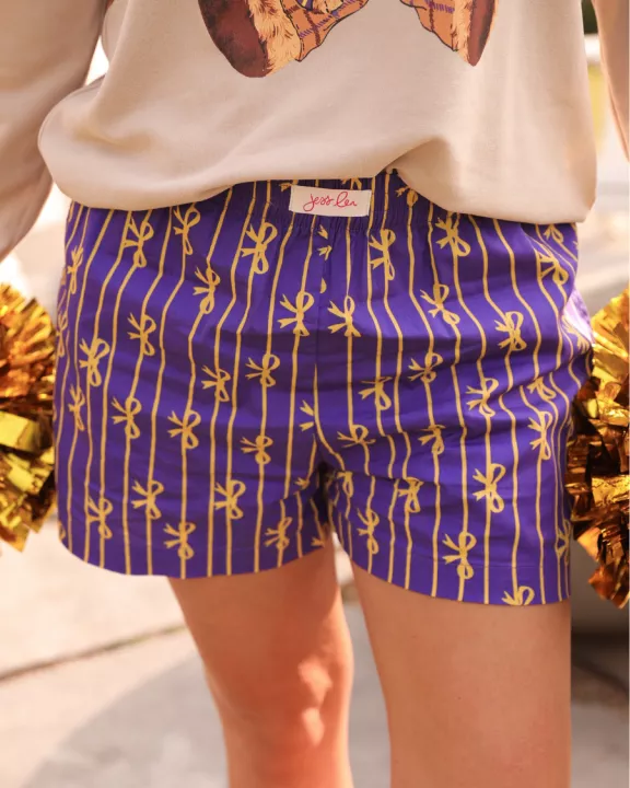 Bows And Goals Boxer Shorts- Purple/Yellow