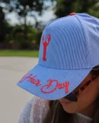 POOL HAIR DAY STRIPED TRUCKER HAT