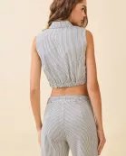 CT9489-Pinstripes Double Breasted Cropped Vest
