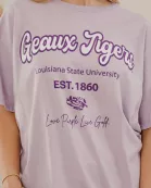 LSU Tigers Letterman Orchid Thrifted Tee