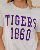 LSU Tigers College Block Puff Ink White Ellie Perfect Tee