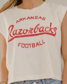 Arkansas Razorbacks Football Stencil Off White Tank