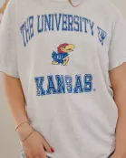 KU Jayhawks Vintage Sport Ash Gray Thrifted Tee