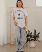 KU Jayhawks Vintage Sport Ash Gray Thrifted Tee