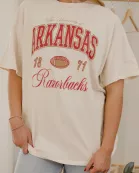 Arkansas Razorbacks Wave Arch Off White Thrifted Tee