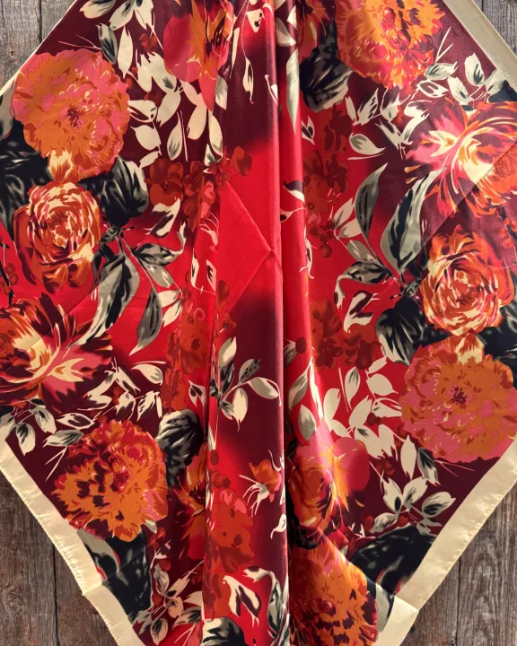 35X35" Red Floral Wild Rag / Scarf WR3447