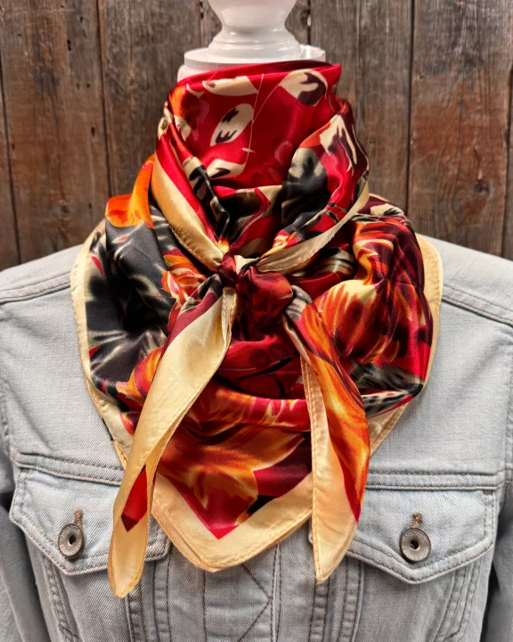 35X35" Red Floral Wild Rag / Scarf WR3447