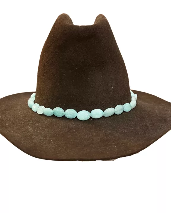 Teal Oval Beaded Hat Band