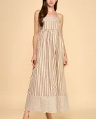 CD06050-Vertical Striped Relaxed Empire Waist Maxi Dress