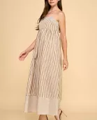CD06050-Vertical Striped Relaxed Empire Waist Maxi Dress