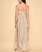 CD06050-Vertical Striped Relaxed Empire Waist Maxi Dress