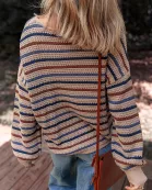 Emery Striped Knitted Drop Shoulder Round Neck Sweater